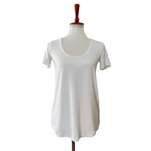 Aritzia Wilfred Womens Scoop Neck T Shirt Short Sleeve White 2XS